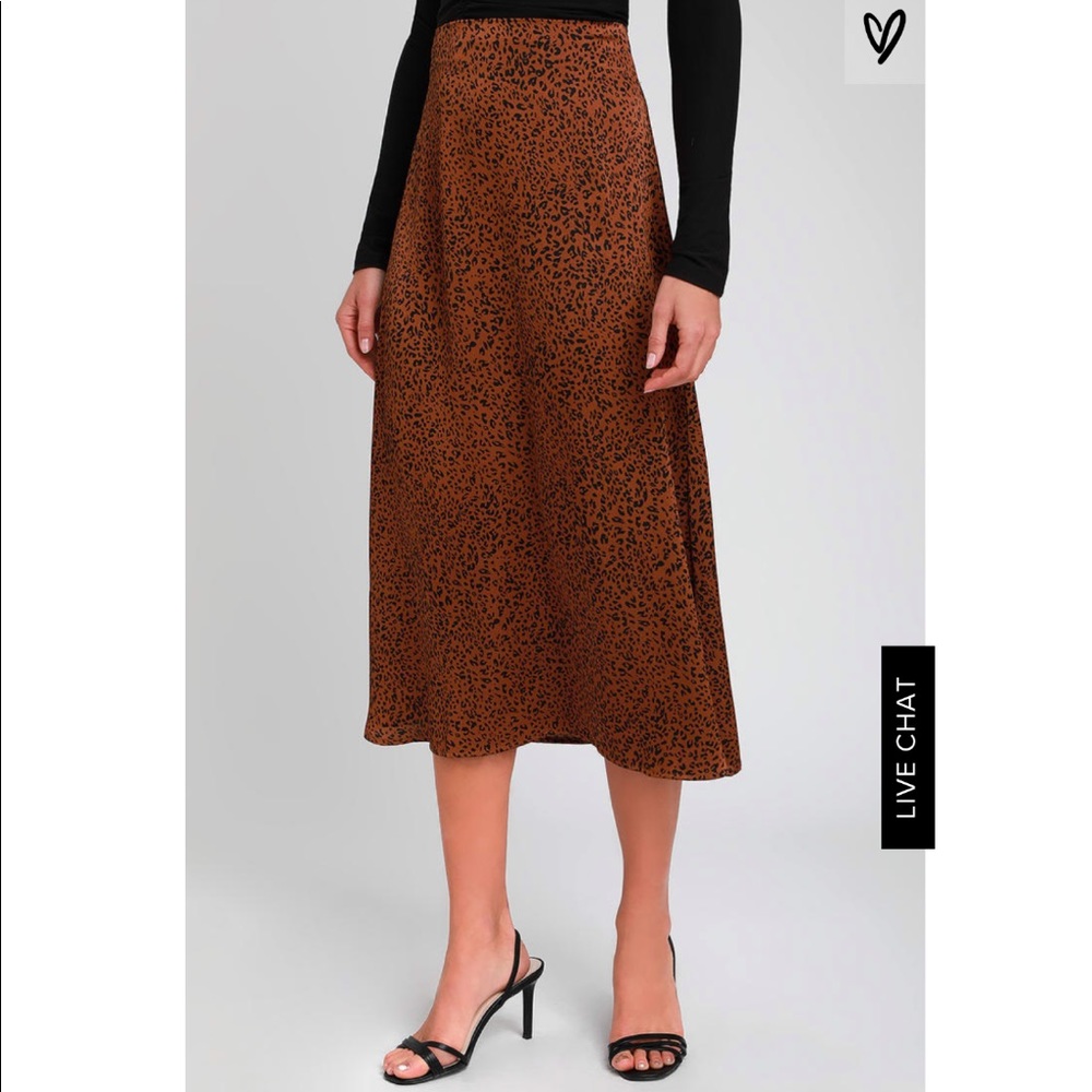 Lulus silky leopard midi skirt